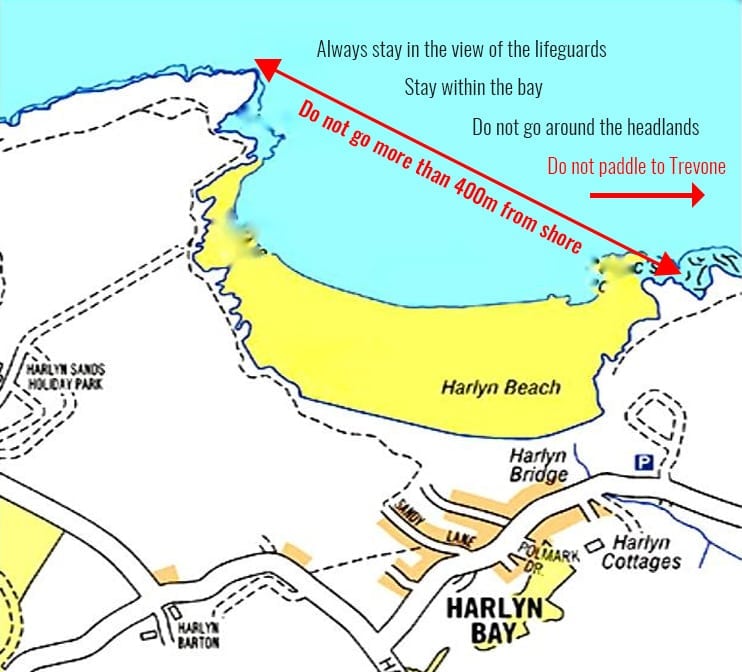 Kayak Safe Zones Map - Harlyn Surf School