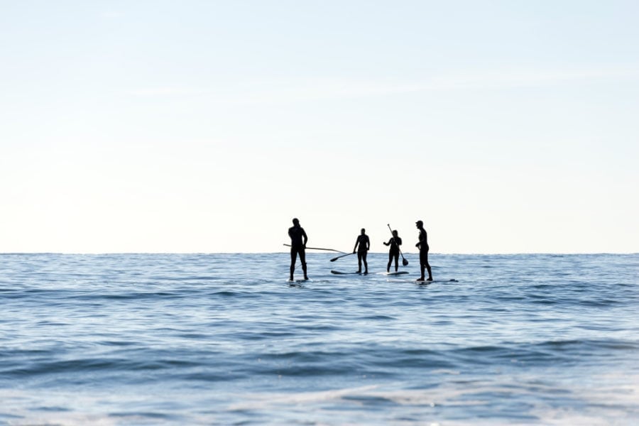 SUP group on ocean